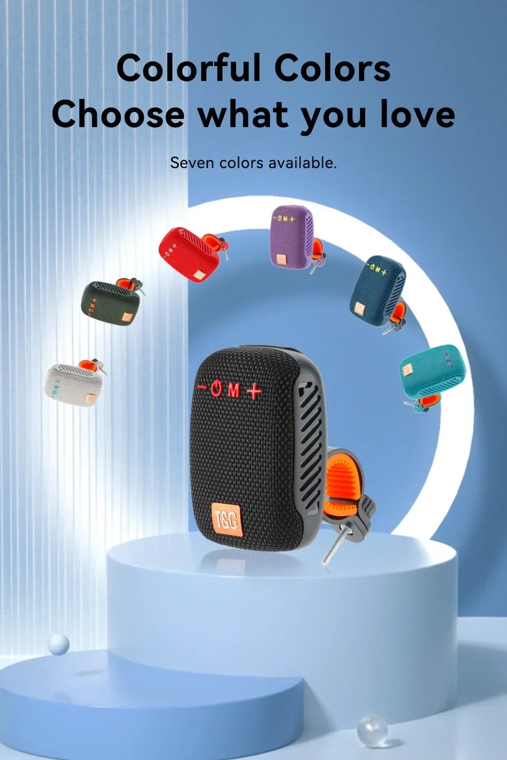 TG392 Outdoor Bicycle Portable Mini Bluetooth Speaker Waterproof FM Radio Supports TWS/TF/AUX Subwoofer Bicycle Wireless Speaker