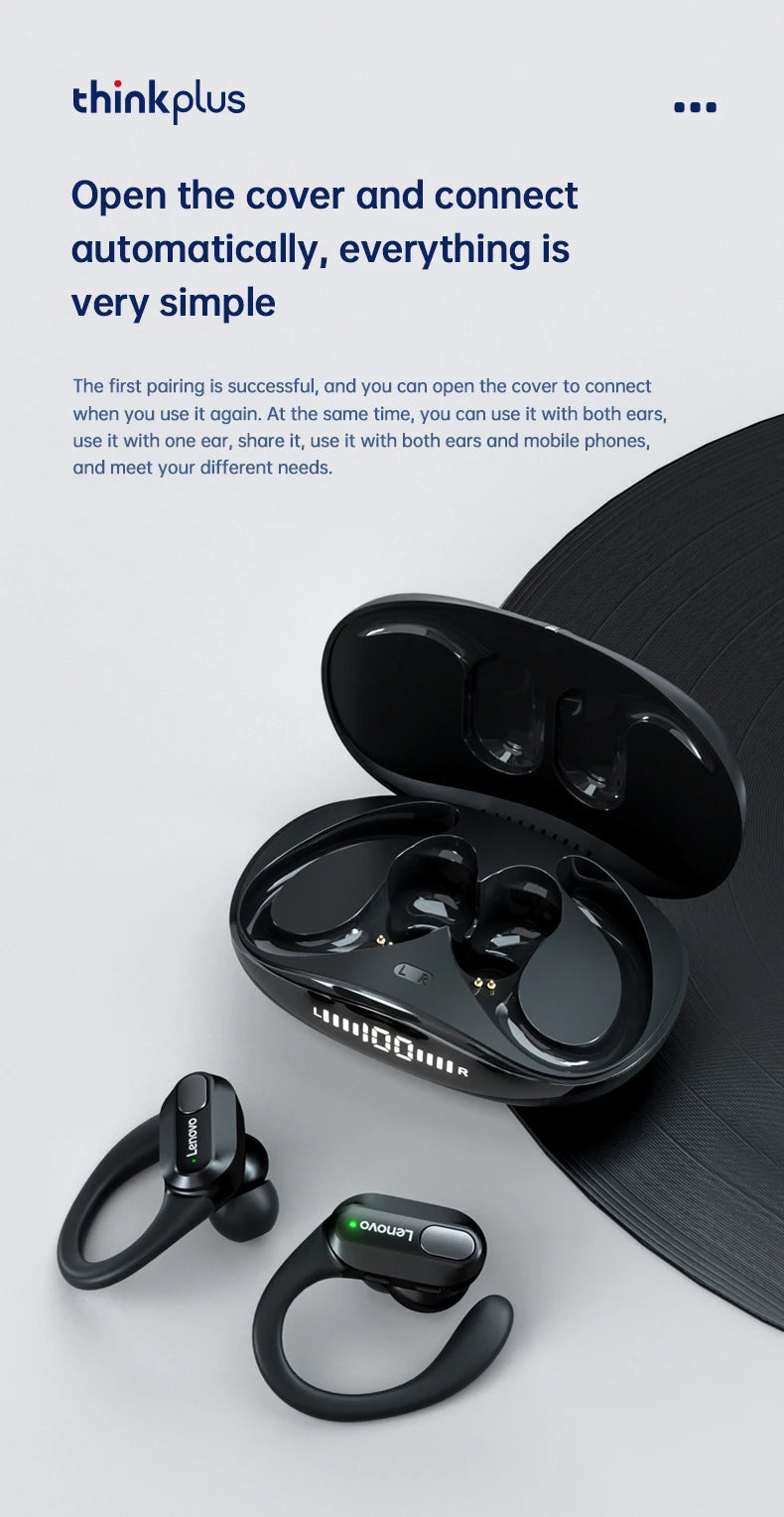 Original Lenovo XT80 Sports Wireless Earphones with Mics, LED Power Display,Hifi Stereo Sound Bluetooth 5.3 TWS HeadphHeadphones