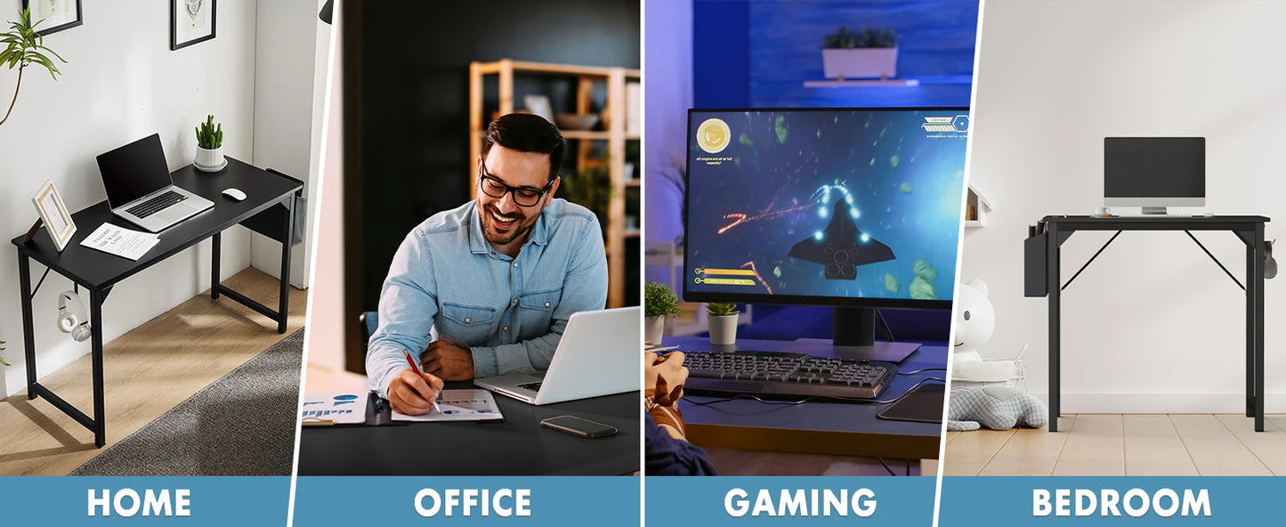 Computer Desk Writing Study Office Gaming Table Modern Simple Style Compact with Side Bag