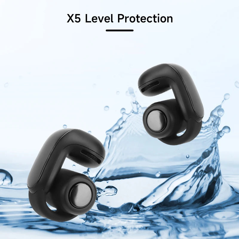 Open Ear Clip Earphones Voice Control Wireless Earphones Noise Reduction with Charging Case for Sports