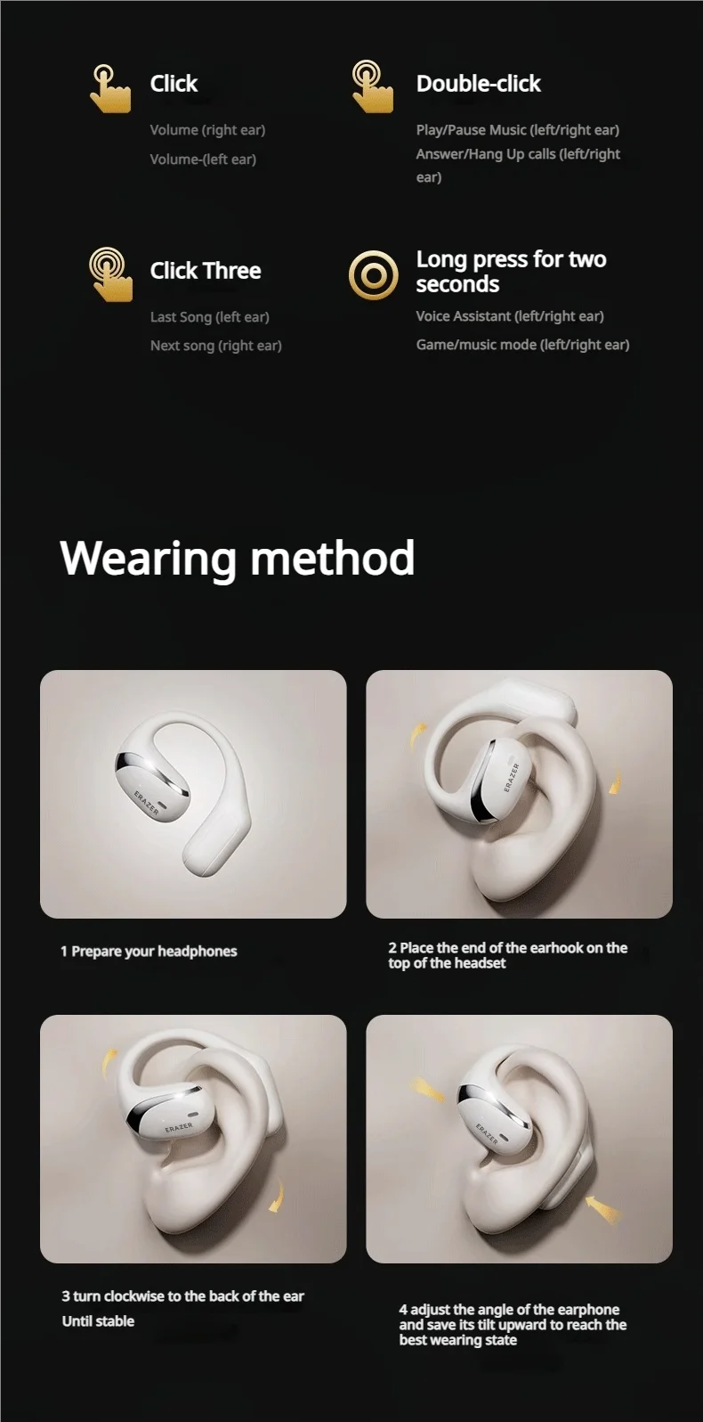 ERAZER X9 Wireless Headphones OWS Sports Open Bluetooth Earphones with Mic Noise Reduction Waterproof