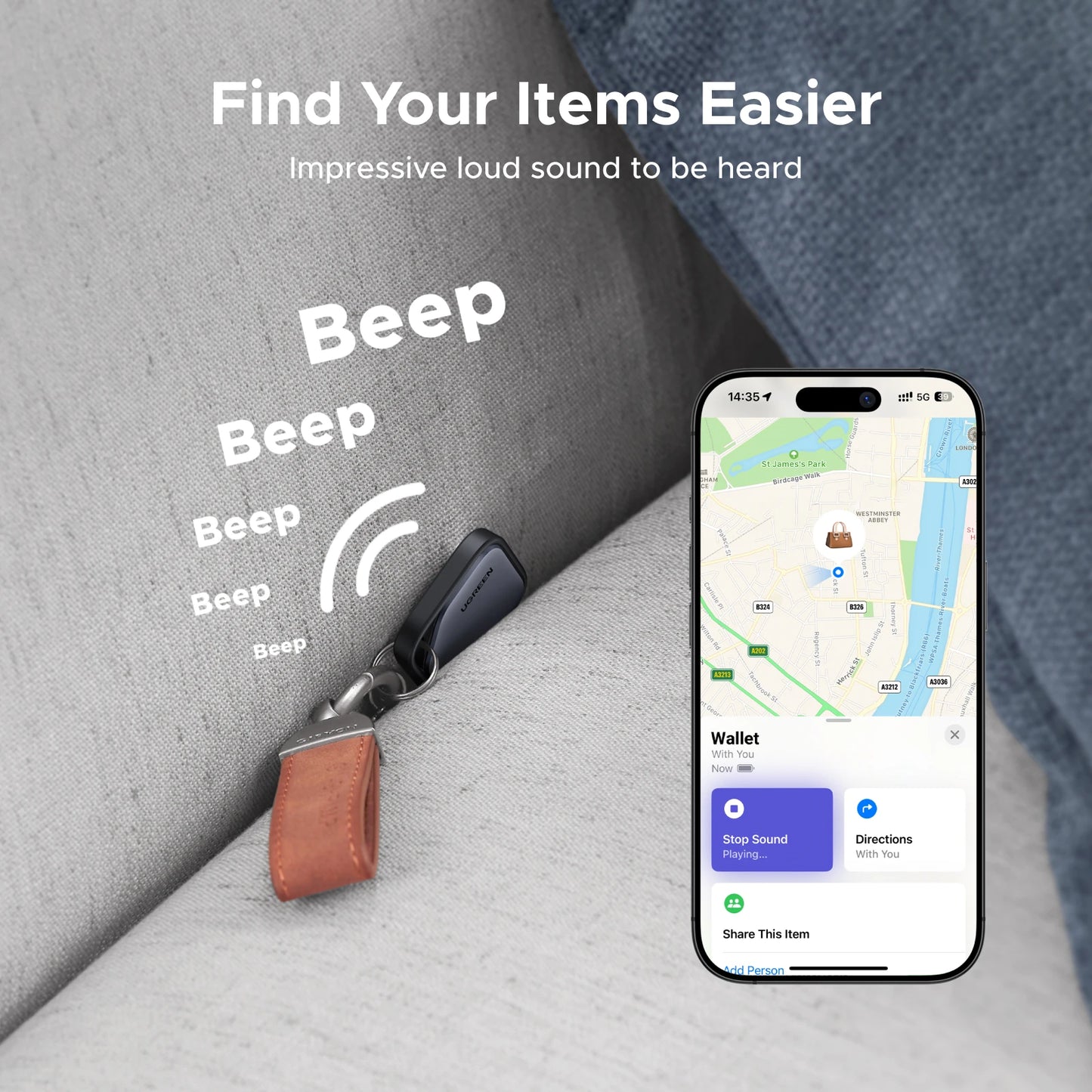 【2-Pack】 Smart Tag Bluetooth Tracker, Keys Finder Item Locator SmartTag Up to 2 Year Battery For iPhone Apple Find My (only IOS)