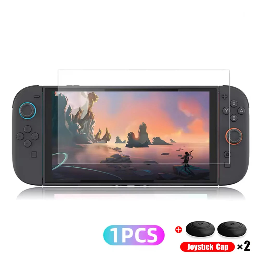 Screen Protector Tempered Glass For Switch Nintendo 2 With Joycon Thumb Grip