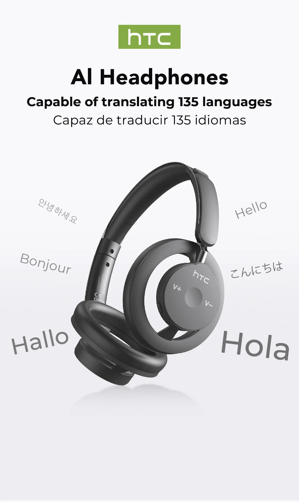 HTC HP06 Open-Ear Wireless Headphones Bluetooth V6.0 Airy Foldable AI Translate Headset