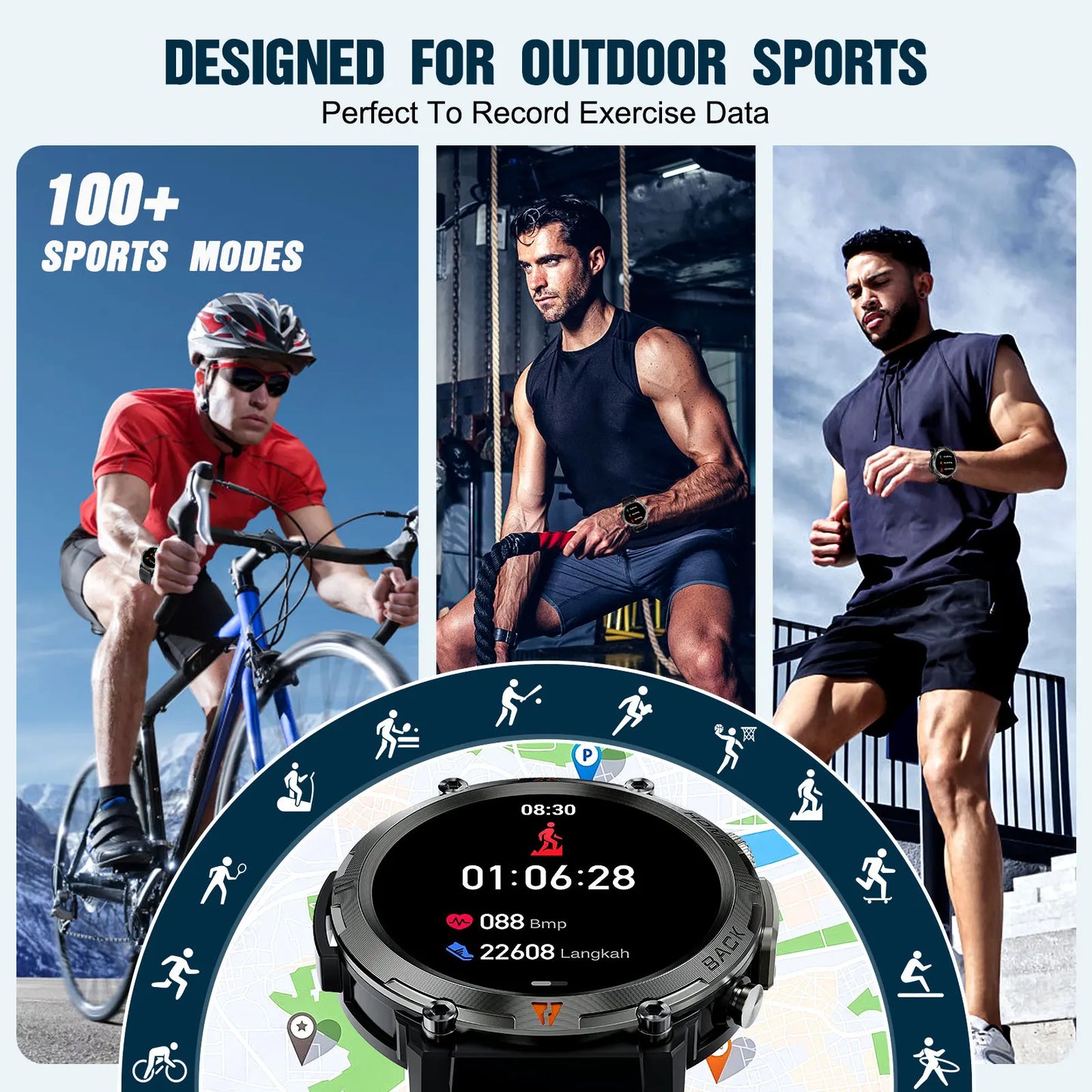 LaNikar KE3 Smart Watch for Men with Full Touch Screen Health Monitor Bluetooth Call For IOS Android