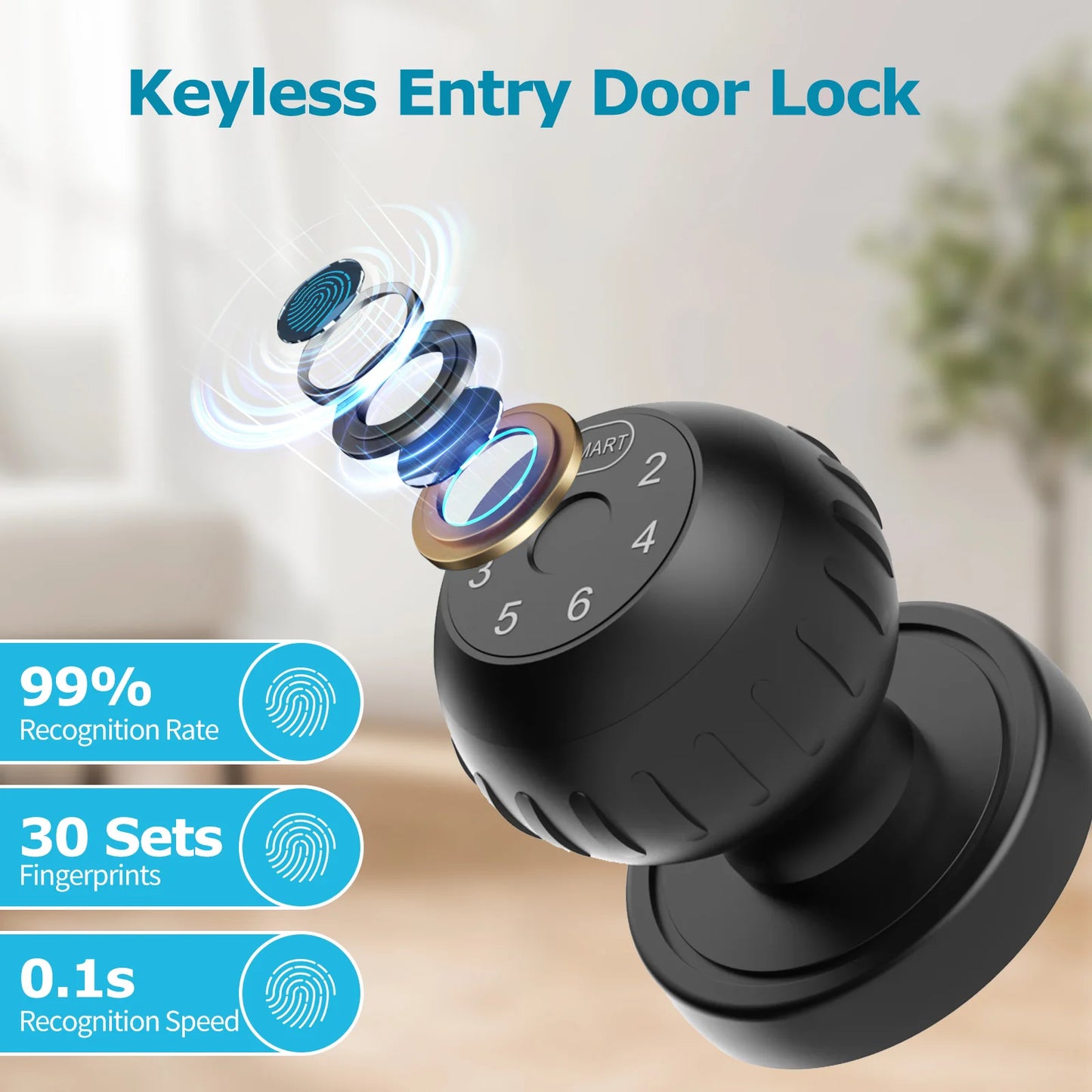 Viladepot Smart Lock Fingerprint Door Lock App Remote Control Passcode Unlock Electronic Touchscreen Keypad Indoor