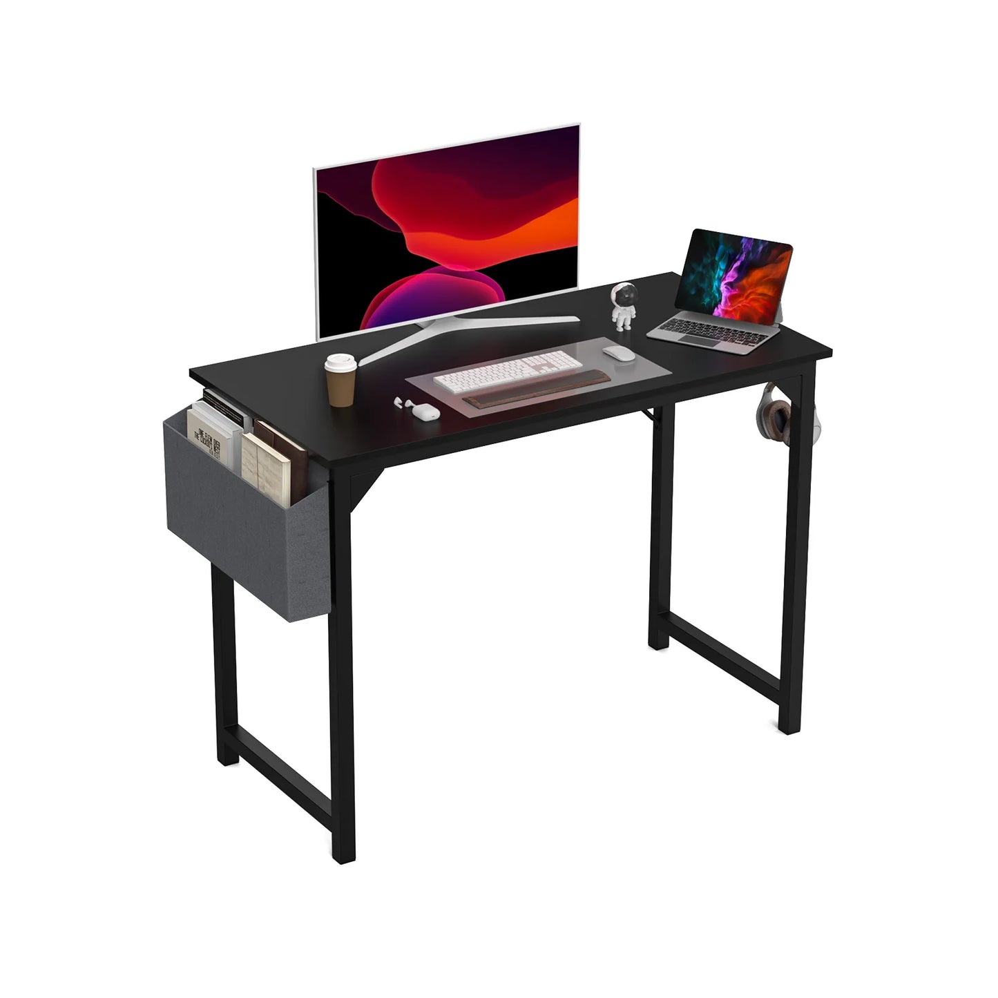 Computer Desk Writing Study Office Gaming Table Modern Simple Style Compact with Side Bag