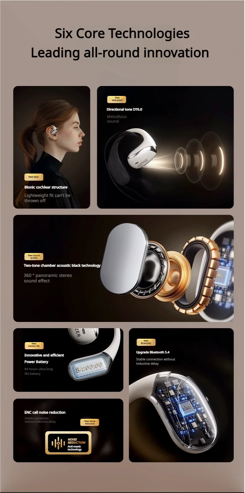 ERAZER X9 Wireless Headphones OWS Sports Open Bluetooth Earphones with Mic Noise Reduction Waterproof