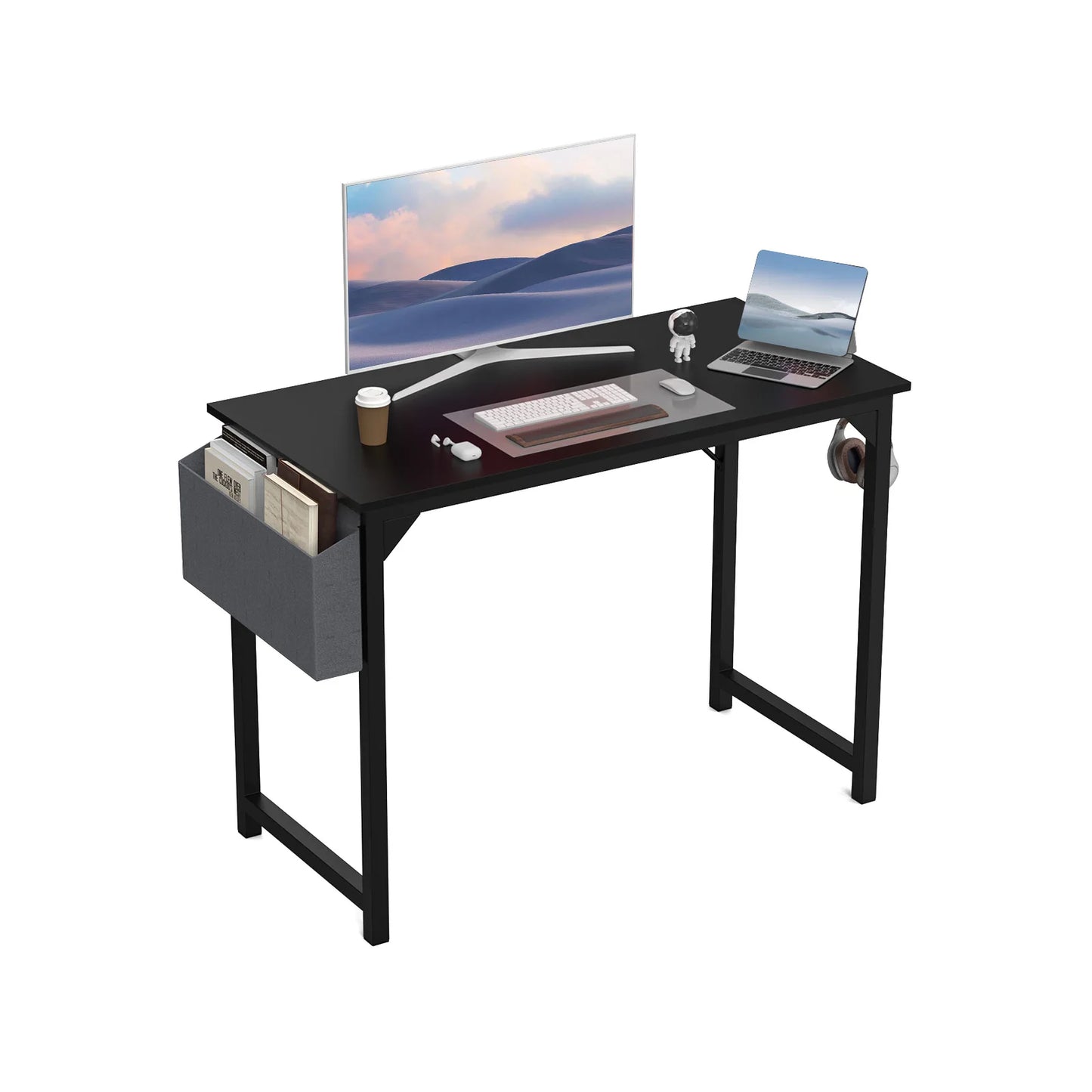 Computer Desk Writing Study Office Gaming Table Modern Simple Style Compact with Side Bag