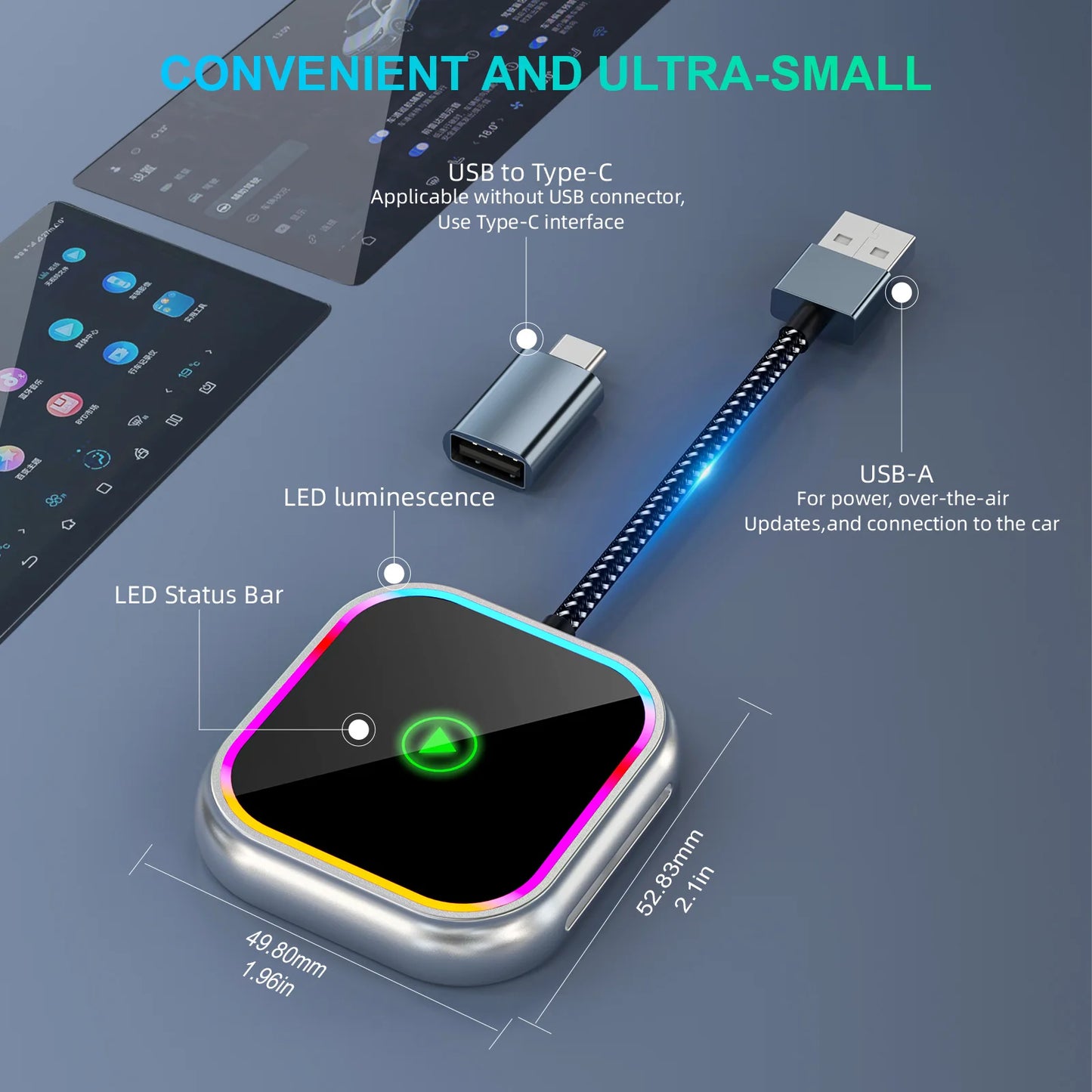 2025 New iPhone Wireless Carplay Adapter Mini Android Auto Adapter Plug & Play Apple Carplay Dongle Wifi Bluetooth Connected