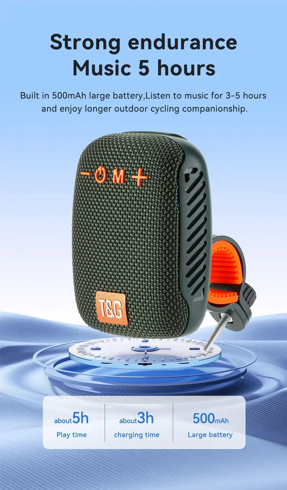 TG392 Outdoor Bicycle Portable Mini Bluetooth Speaker Waterproof FM Radio Supports TWS/TF/AUX Subwoofer Bicycle Wireless Speaker