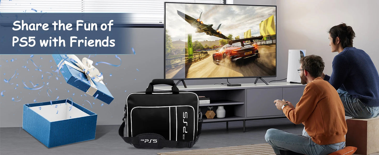 Light-duty PS5 Travel Case Bag Suitable for PS5 Disc/Digital Edition Console, Controllers, Games and Headset
