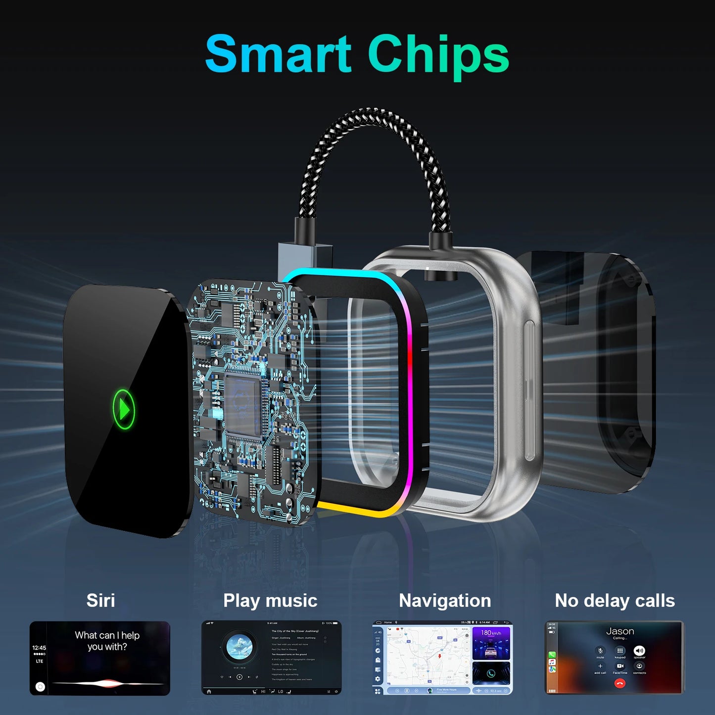 2025 New iPhone Wireless Carplay Adapter Mini Android Auto Adapter Plug & Play Apple Carplay Dongle Wifi Bluetooth Connected