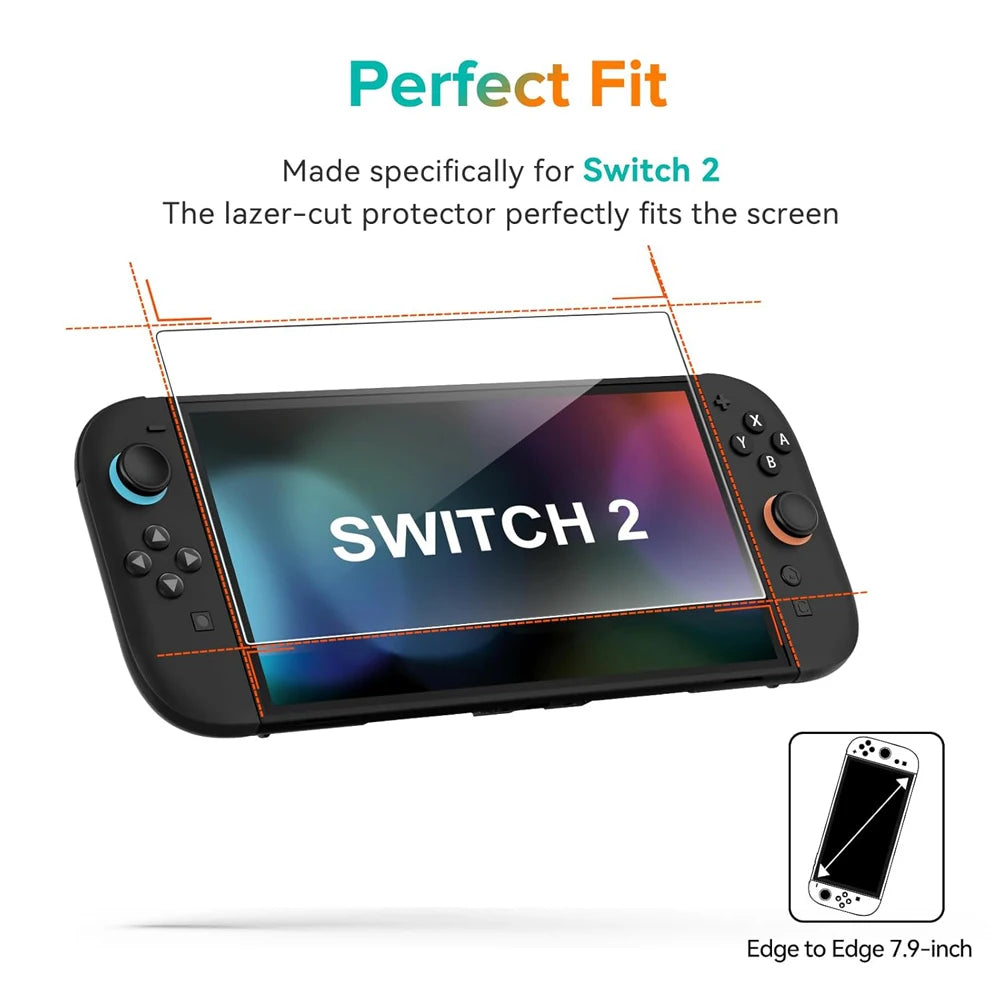 Screen Protector Tempered Glass For Switch Nintendo 2 With Joycon Thumb Grip