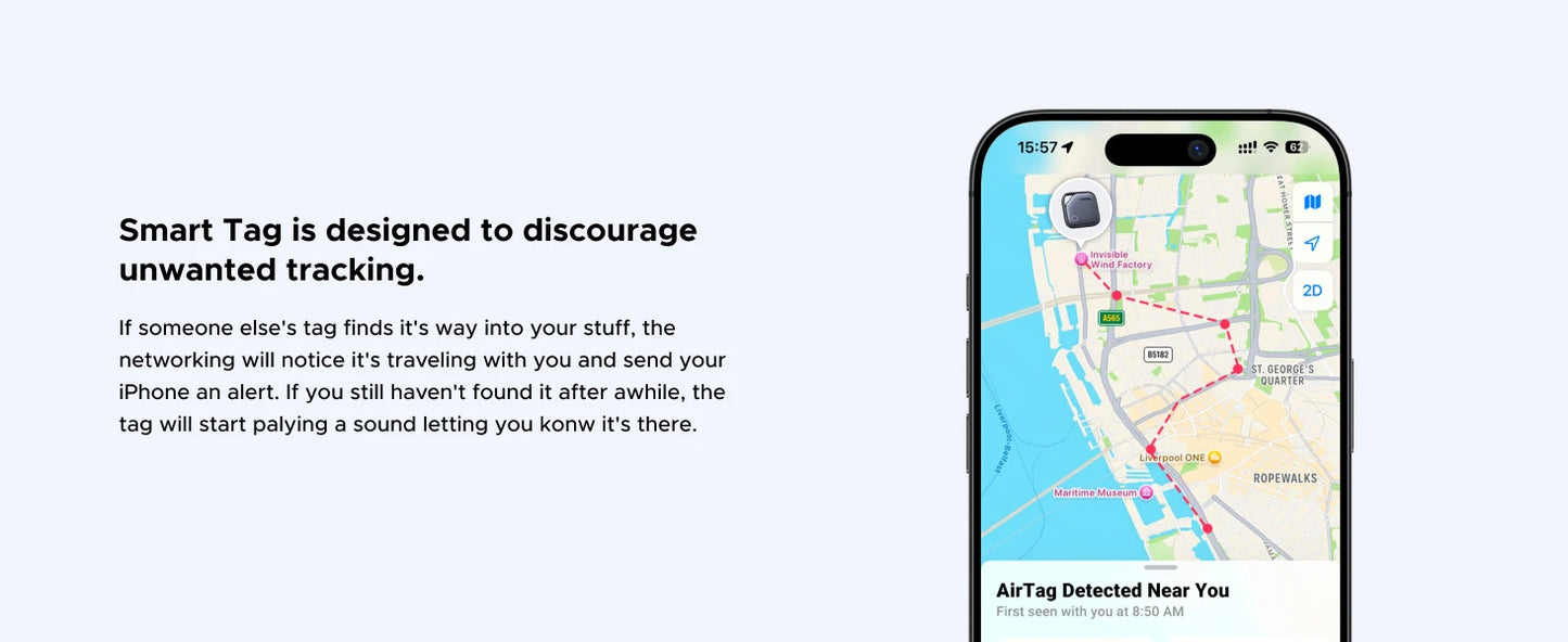 【2-Pack】 Smart Tag Bluetooth Tracker, Keys Finder Item Locator SmartTag Up to 2 Year Battery For iPhone Apple Find My (only IOS)