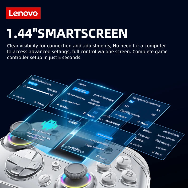 Lenovo X01 Smart Screen Wireless Elite Controller 3 Modes Hall Effect Triggers Joysticks Long Battery Life Paddles Gamepad New