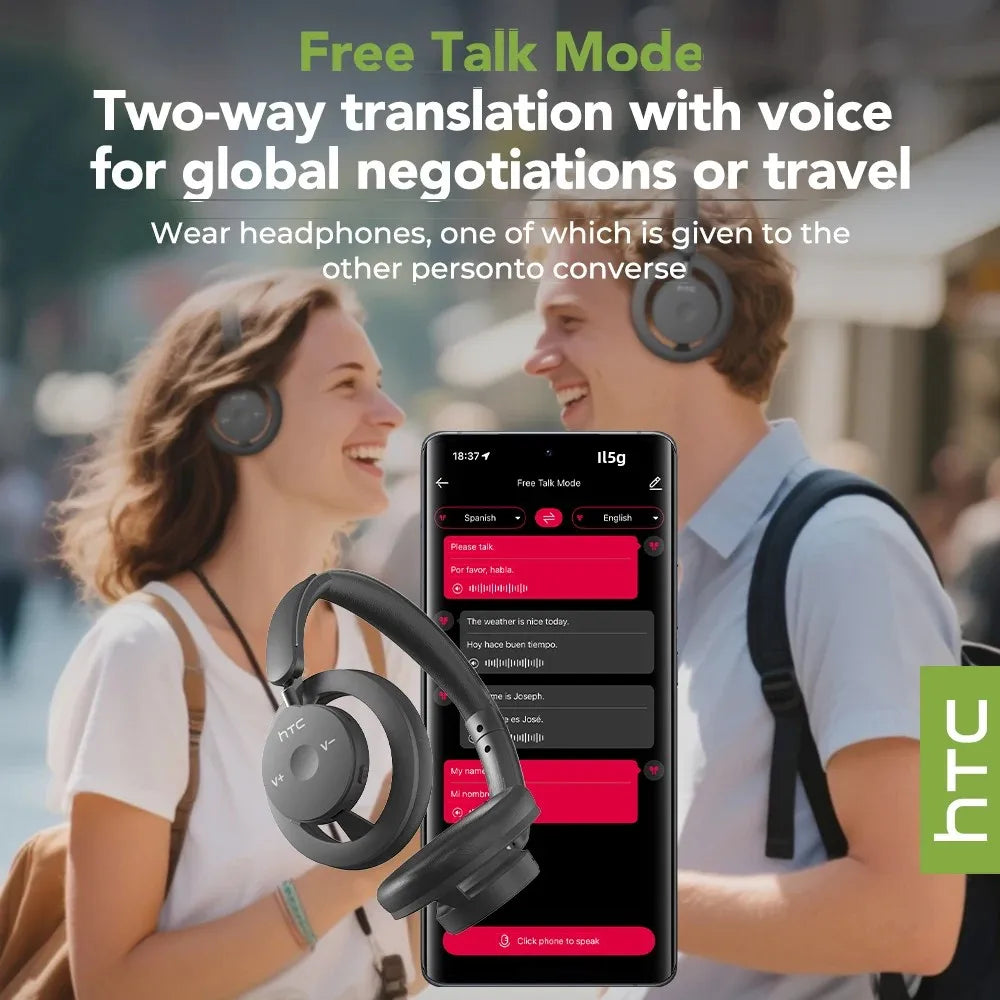 HTC HP06 Open-Ear Wireless Headphones Bluetooth V6.0 Airy Foldable AI Translate Headset