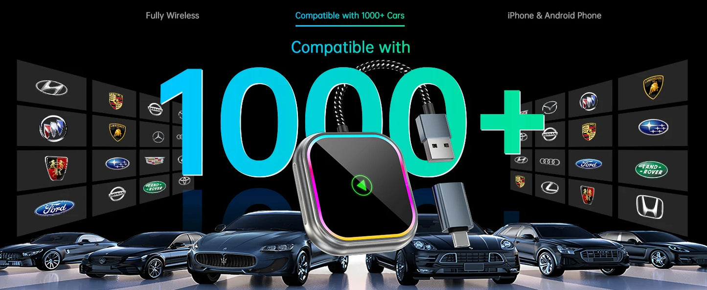 2025 New iPhone Wireless Carplay Adapter Mini Android Auto Adapter Plug & Play Apple Carplay Dongle Wifi Bluetooth Connected