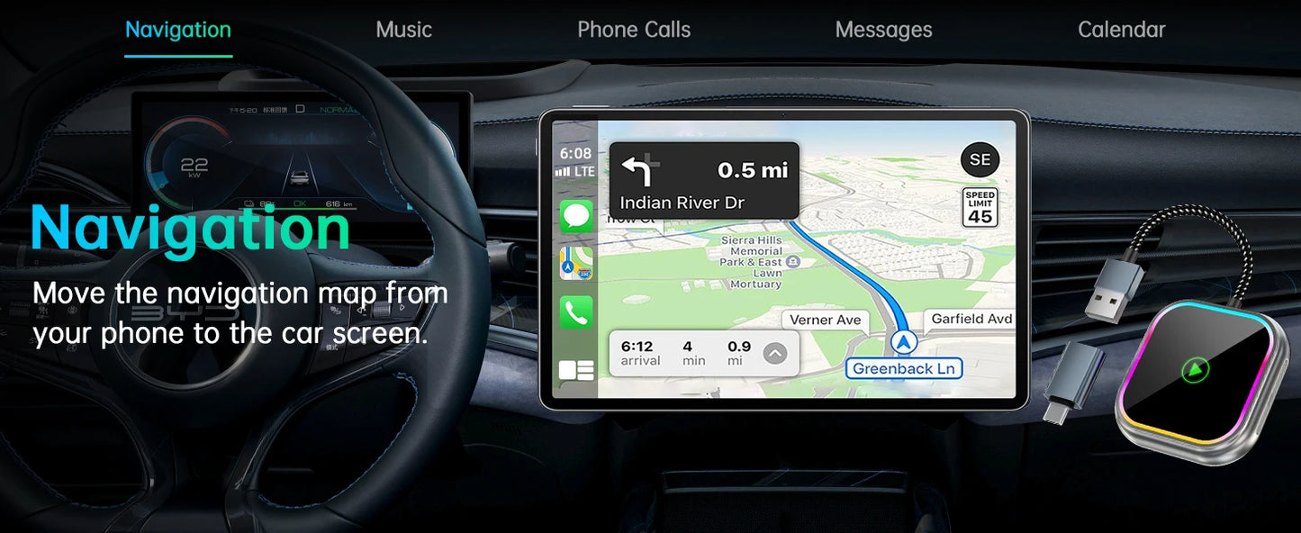 2025 New iPhone Wireless Carplay Adapter Mini Android Auto Adapter Plug & Play Apple Carplay Dongle Wifi Bluetooth Connected