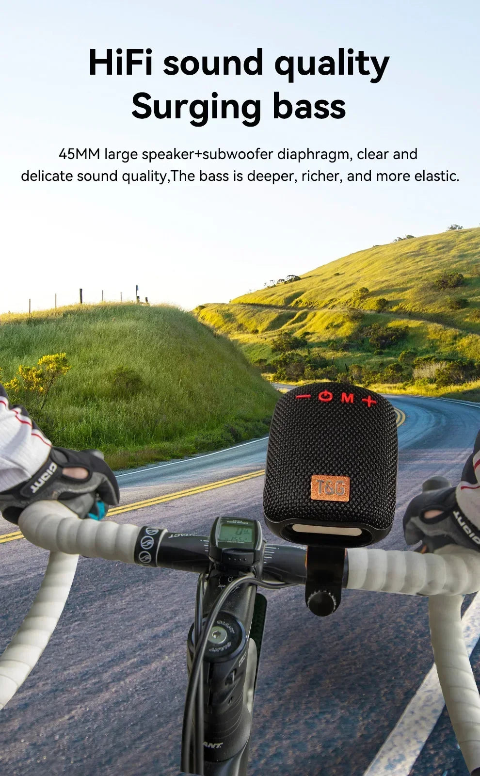 TG392 Outdoor Bicycle Portable Mini Bluetooth Speaker Waterproof FM Radio Supports TWS/TF/AUX Subwoofer Bicycle Wireless Speaker