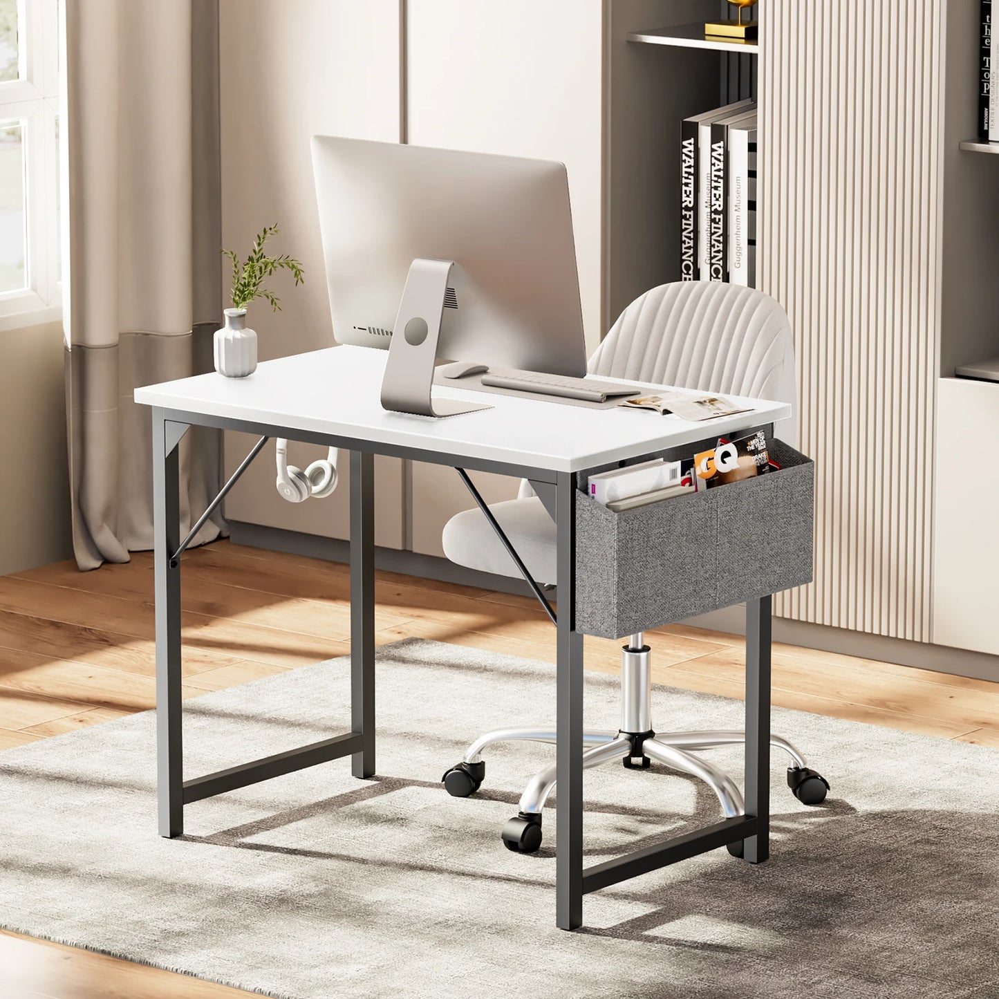 Computer Desk Writing Study Office Gaming Table Modern Simple Style Compact with Side Bag