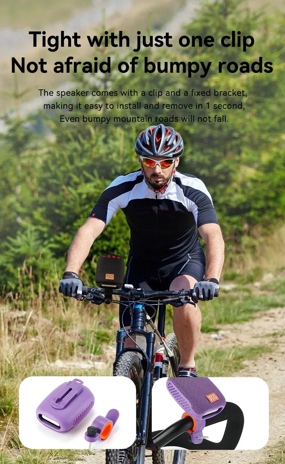 TG392 Outdoor Bicycle Portable Mini Bluetooth Speaker Waterproof FM Radio Supports TWS/TF/AUX Subwoofer Bicycle Wireless Speaker