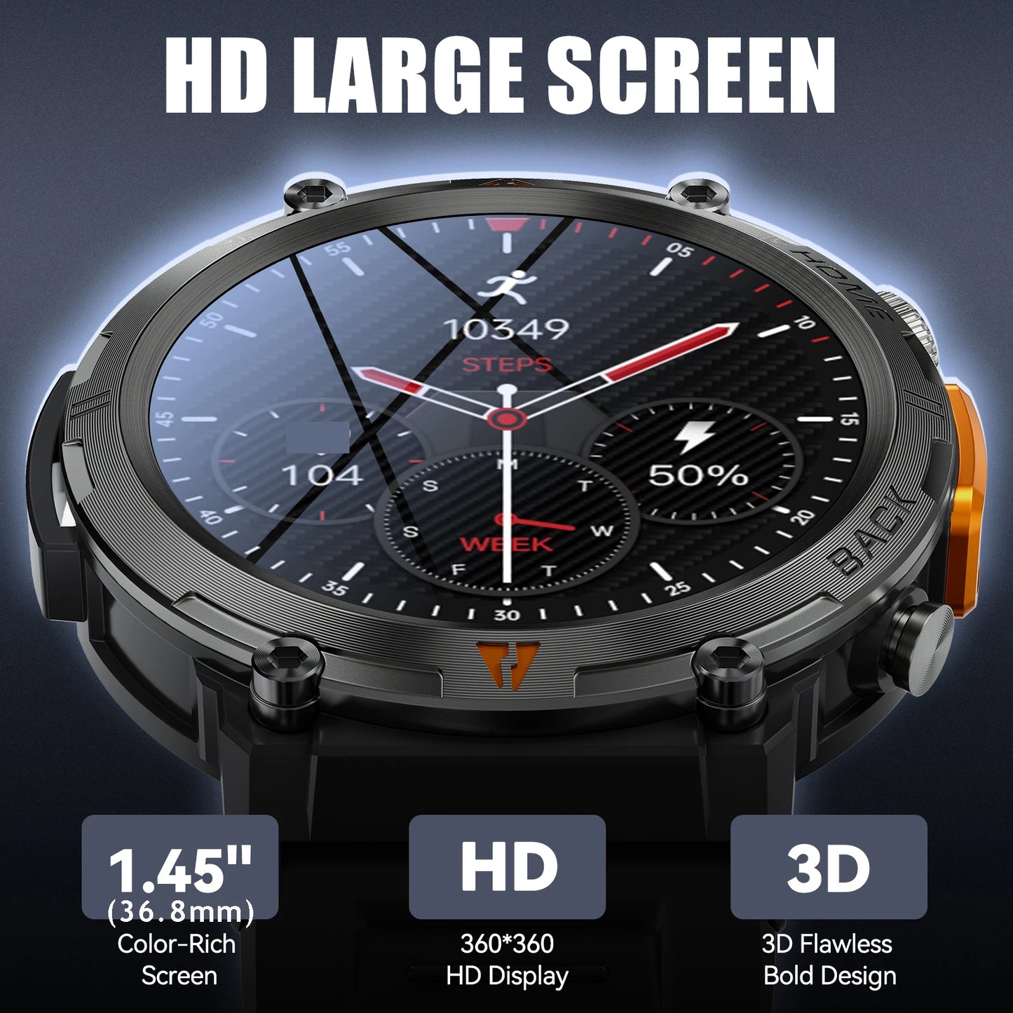 LaNikar KE3 Smart Watch for Men with Full Touch Screen Health Monitor Bluetooth Call For IOS Android