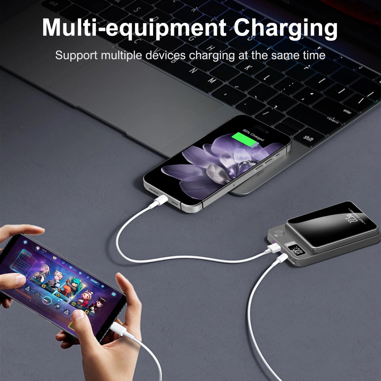 10000mAh Magnetic Charger Power Bank Wireless 22.5W USB-C Foldable Stand LED Display For IPhone 16/15/14/13/12