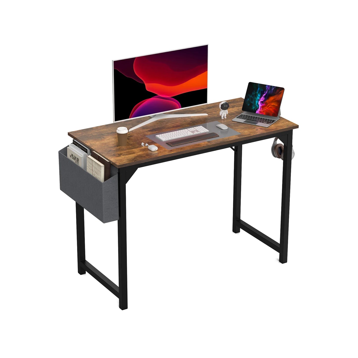 Computer Desk Writing Study Office Gaming Table Modern Simple Style Compact with Side Bag