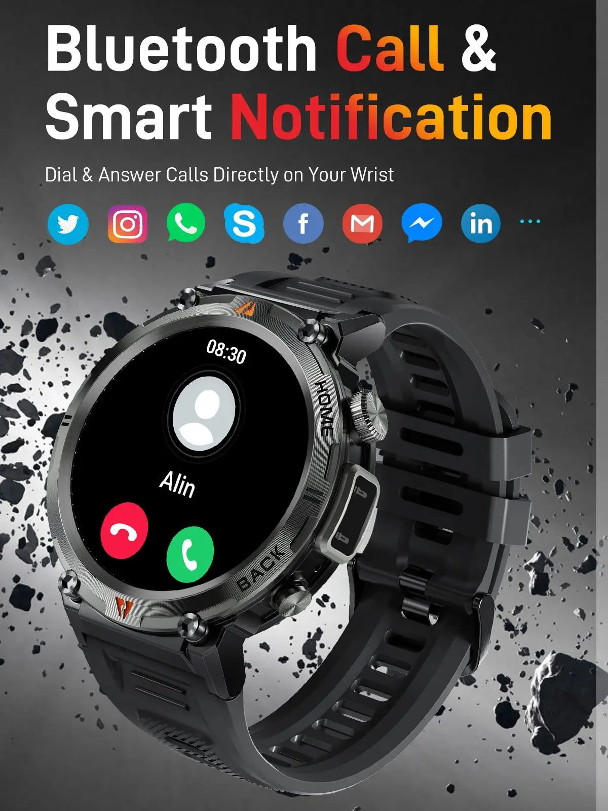 LaNikar KE3 Smart Watch for Men with Full Touch Screen Health Monitor Bluetooth Call For IOS Android