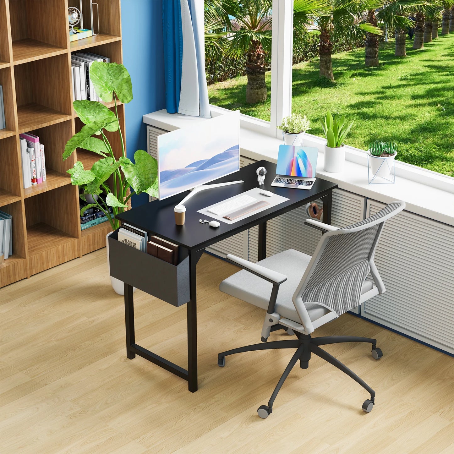 Computer Desk Writing Study Office Gaming Table Modern Simple Style Compact with Side Bag