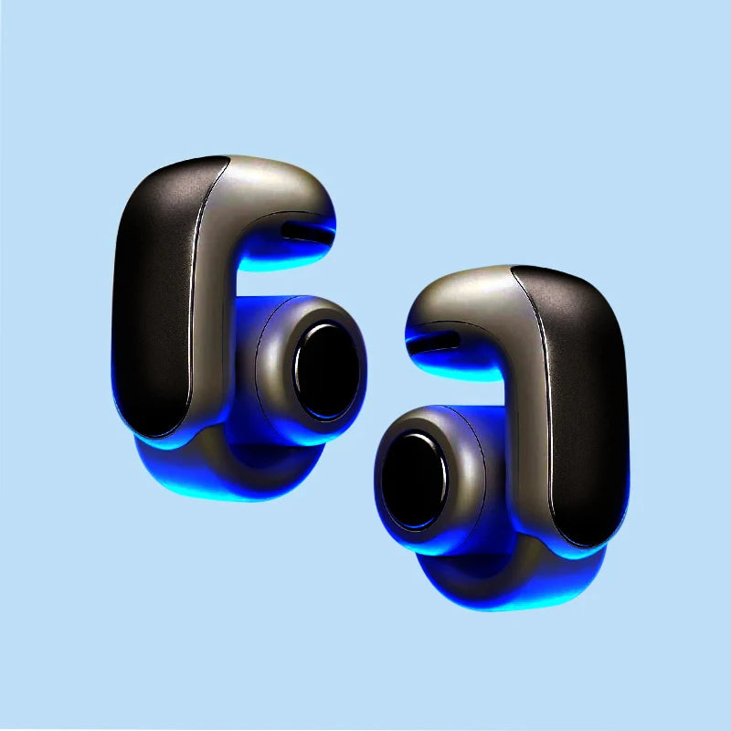 Open Ear Clip Earphones Voice Control Wireless Earphones Noise Reduction with Charging Case for Sports