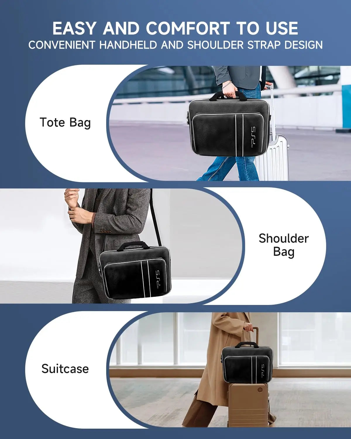 Light-duty PS5 Travel Case Bag Suitable for PS5 Disc/Digital Edition Console, Controllers, Games and Headset