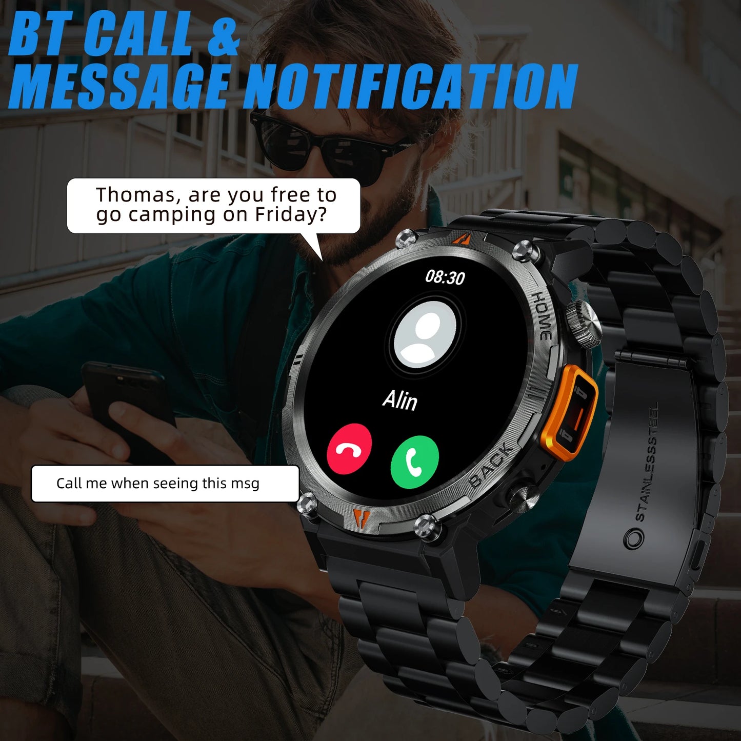 LaNikar KE3 Smart Watch for Men with Full Touch Screen Health Monitor Bluetooth Call For IOS Android