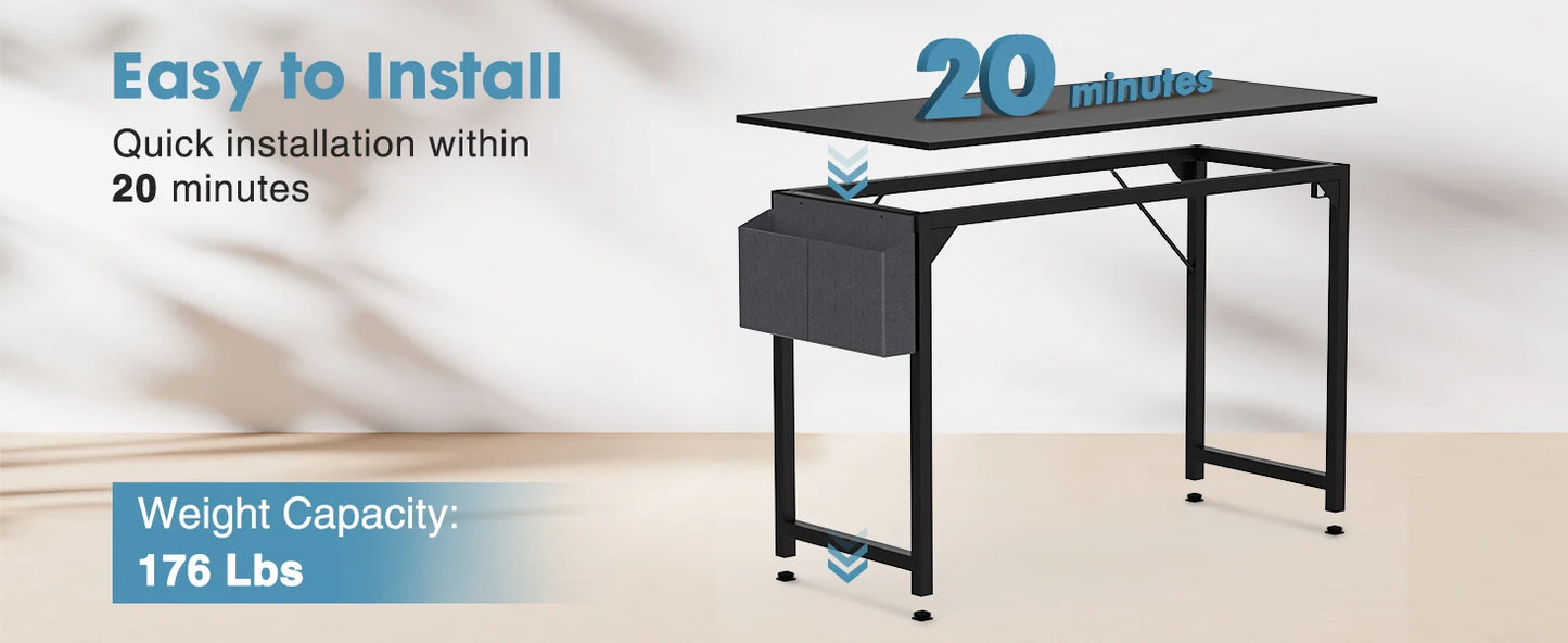Computer Desk Writing Study Office Gaming Table Modern Simple Style Compact with Side Bag