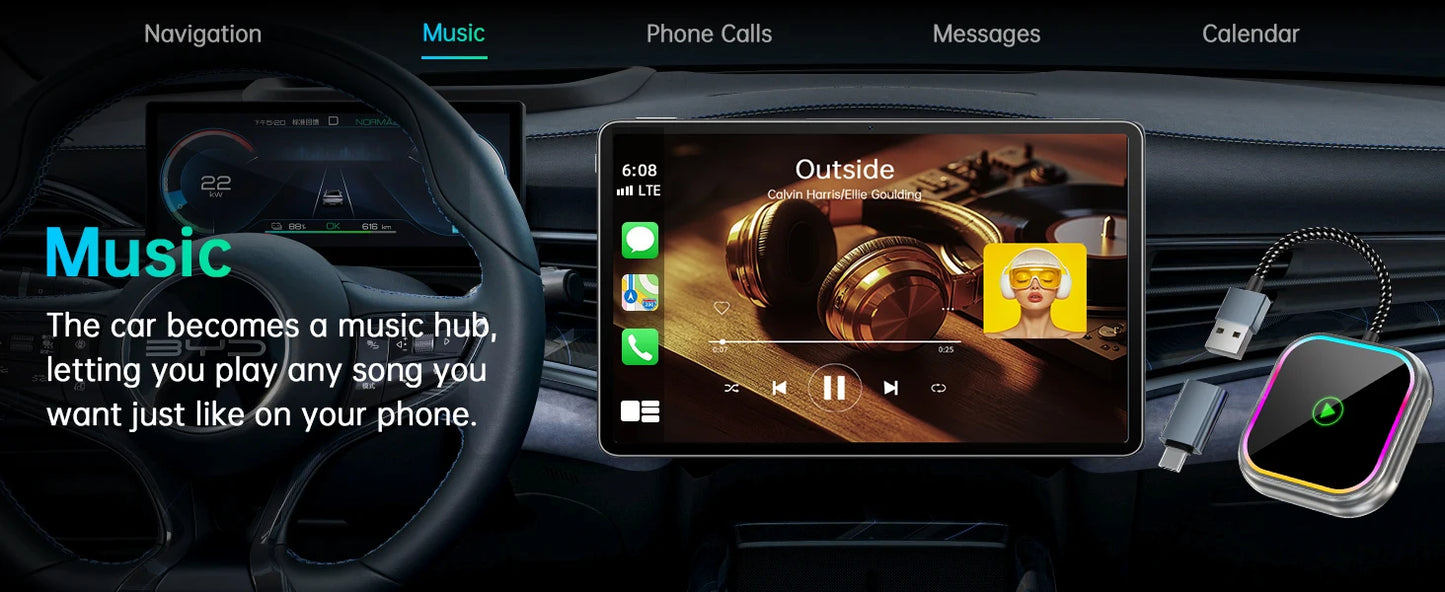 2025 New iPhone Wireless Carplay Adapter Mini Android Auto Adapter Plug & Play Apple Carplay Dongle Wifi Bluetooth Connected