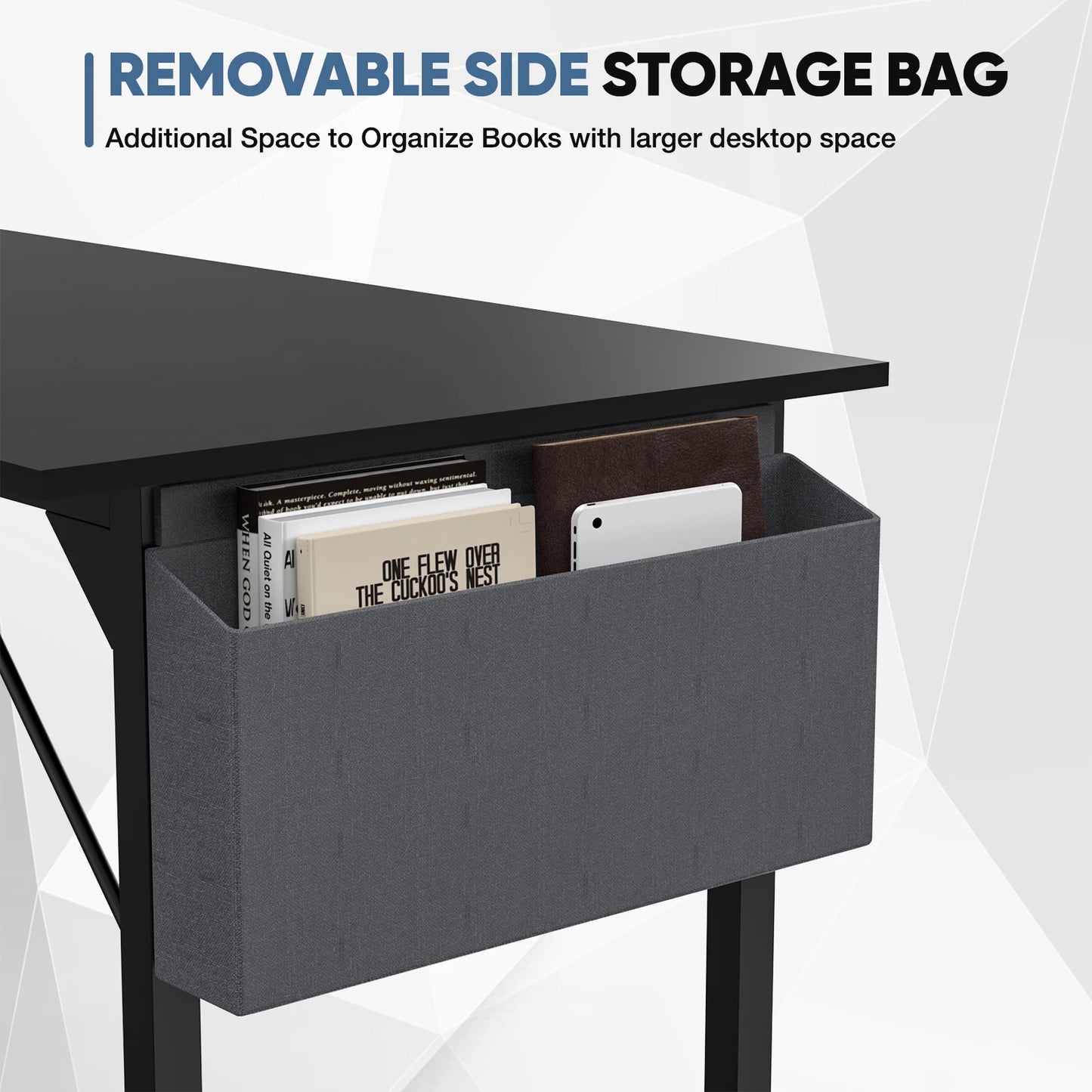Computer Desk Writing Study Office Gaming Table Modern Simple Style Compact with Side Bag