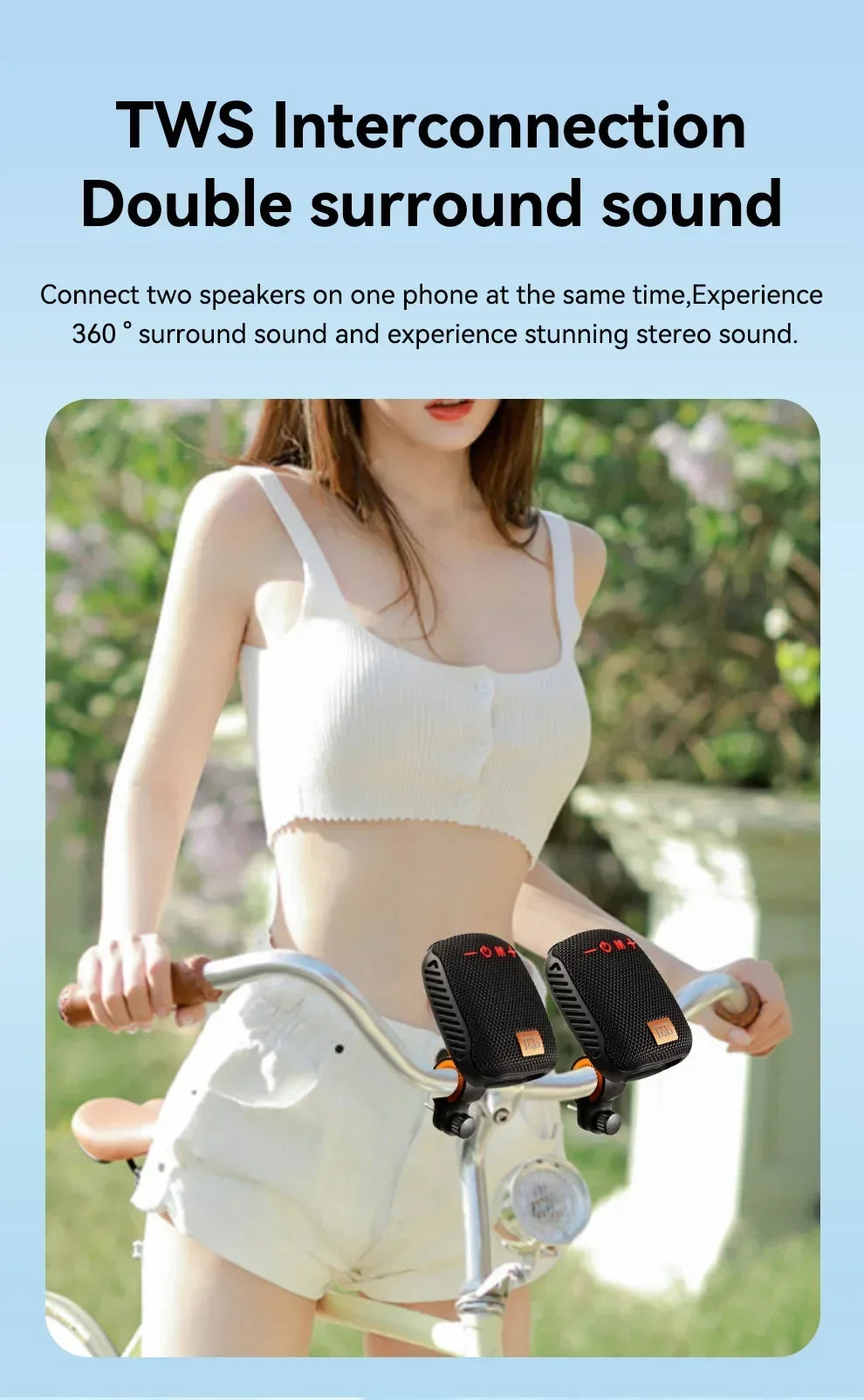 TG392 Outdoor Bicycle Portable Mini Bluetooth Speaker Waterproof FM Radio Supports TWS/TF/AUX Subwoofer Bicycle Wireless Speaker