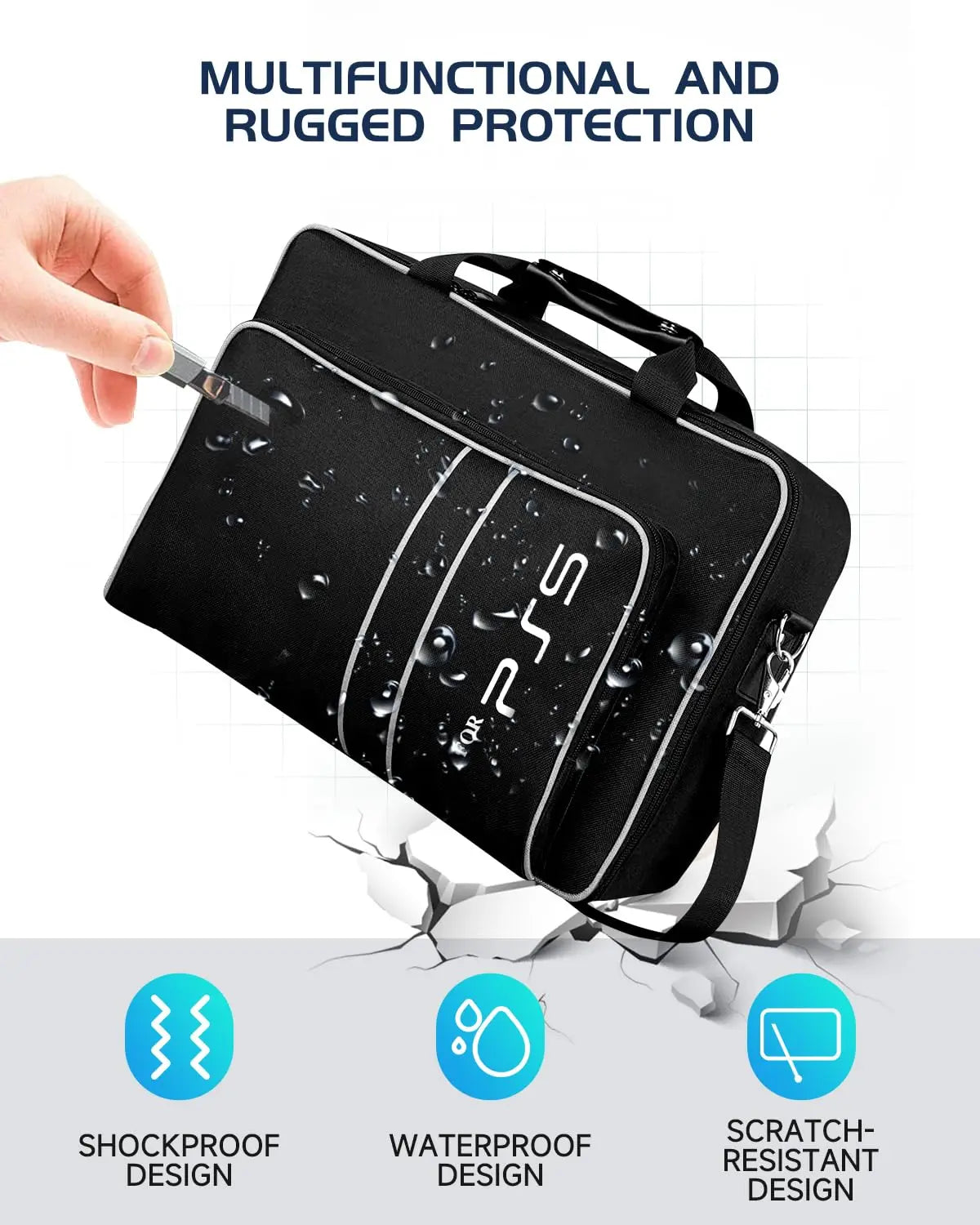 Light-duty PS5 Travel Case Bag Suitable for PS5 Disc/Digital Edition Console, Controllers, Games and Headset