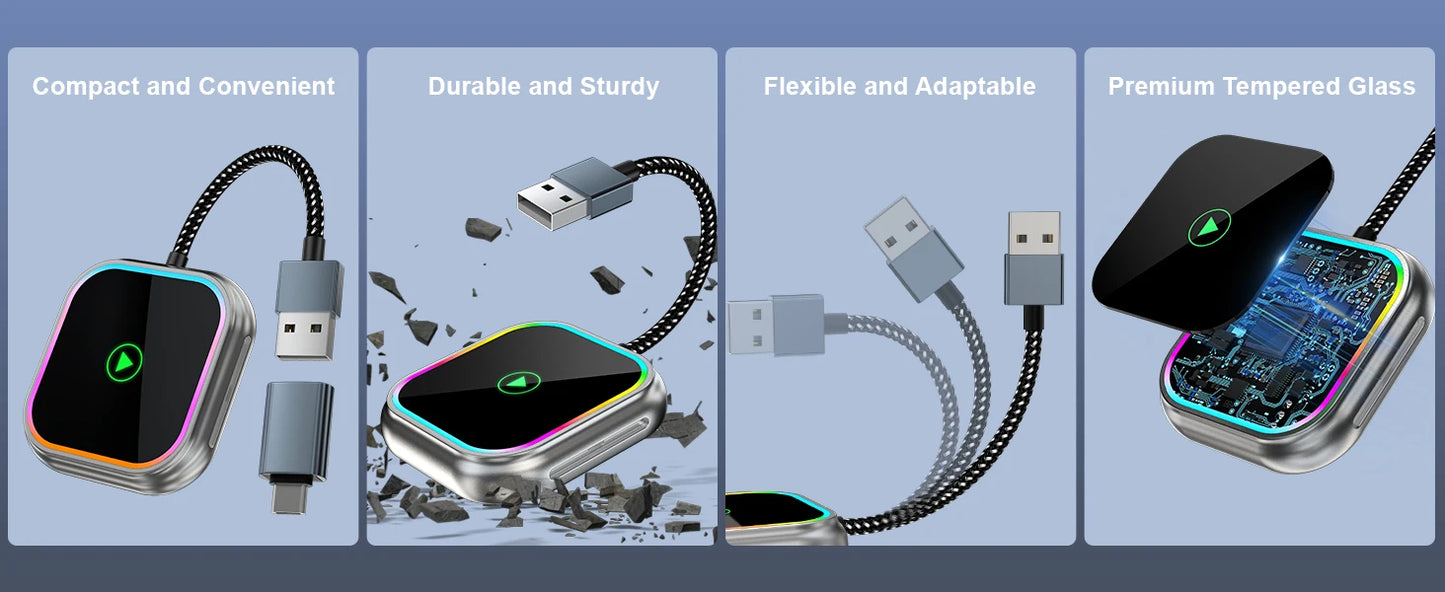 2025 New iPhone Wireless Carplay Adapter Mini Android Auto Adapter Plug & Play Apple Carplay Dongle Wifi Bluetooth Connected