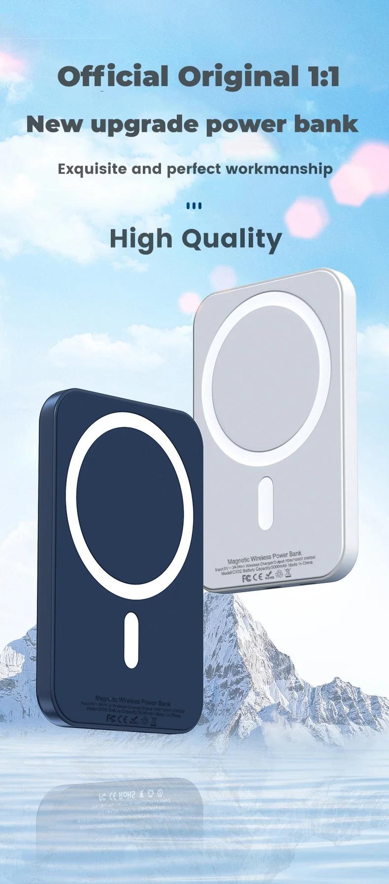 Thin, light and Portable for MagSafe 5000/10000mAh magnetic wireless power bank for iPhone 12-16
