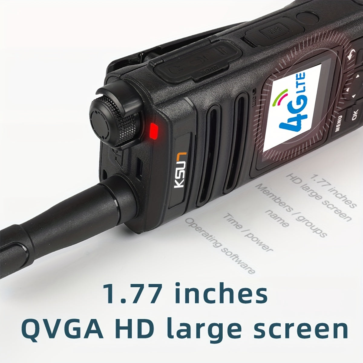 KSUN 4G Network Radio WiFi PTT Button 1.77 Inch Screen Walkie Talkies Long Range 5000 Miles For Zello (1pc, Black, No Sim Card)