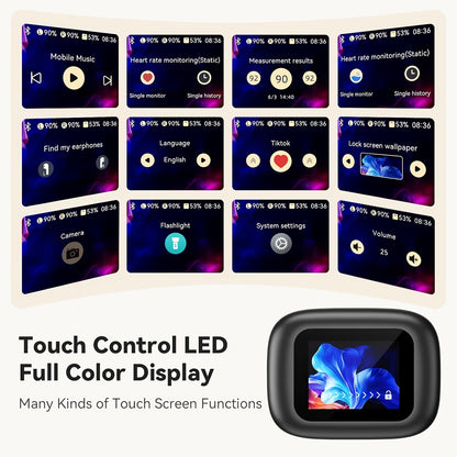 HTC NE61 New Heart Rate Monitoring Open Wireless Audio Earbuds, HIFI Audio Quality and HD Calls, LED Full-Color Touch Screen, Wireless 6.0 Earbuds,