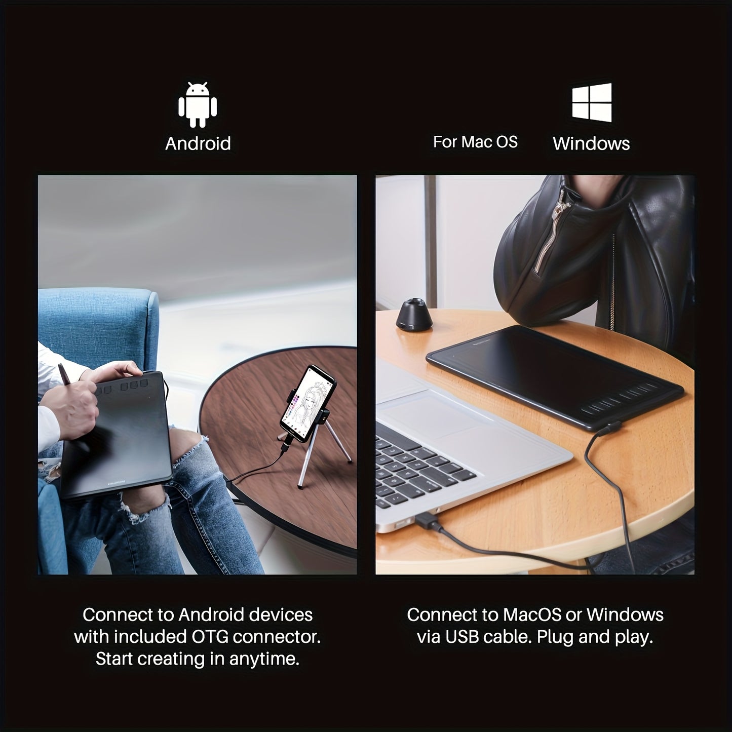 6x4 Inch Drawing Pad/Art Tablet Featuring a Battery-Free Stylus, 8192 Levels of Pen Pressure and 6 Hotkeys, Suitable for Drawing, Writing, Design, Teaching. Compatible with Mac, PC and Mobile