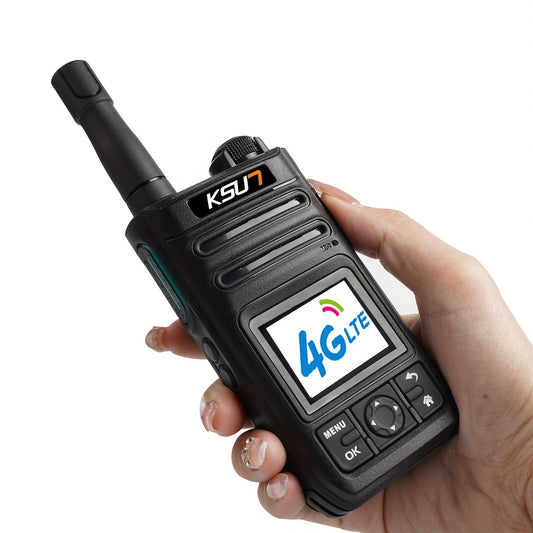 KSUN 4G Network Radio WiFi PTT Button 1.77 Inch Screen Walkie Talkies Long Range 5000 Miles For Zello (1pc, Black, No Sim Card)