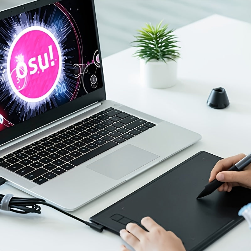 6x4 Inch Drawing Pad/Art Tablet Featuring a Battery-Free Stylus, 8192 Levels of Pen Pressure and 6 Hotkeys, Suitable for Drawing, Writing, Design, Teaching. Compatible with Mac, PC and Mobile