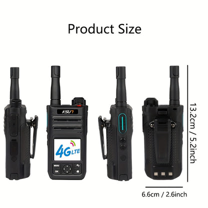 KSUN 4G Network Radio WiFi PTT Button 1.77 Inch Screen Walkie Talkies Long Range 5000 Miles For Zello (1pc, Black, No Sim Card)