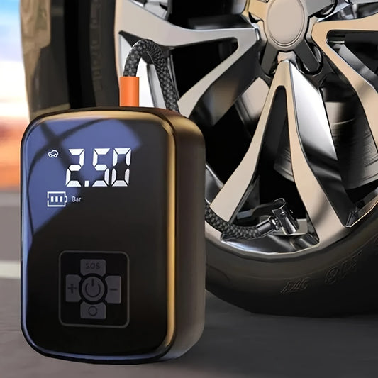 Cordless Air Pump - Portable Air Compressor - 1pc Tire Inflator Fast - Digital Display With Multi-function Nozzle Adapter And Long-lasting Lithium Battery - For Car Motorcycle Bicycle Tire Ball Auto Parts