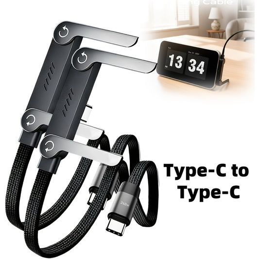 2pcs 240W Fast Charging Data Cables with Built-in Phone Holder | 2026 New 2-in-1 Charging Cable with Multi-functional Charger, Suitable for Gaming, Office, Travel, USB Type-C to Type-C