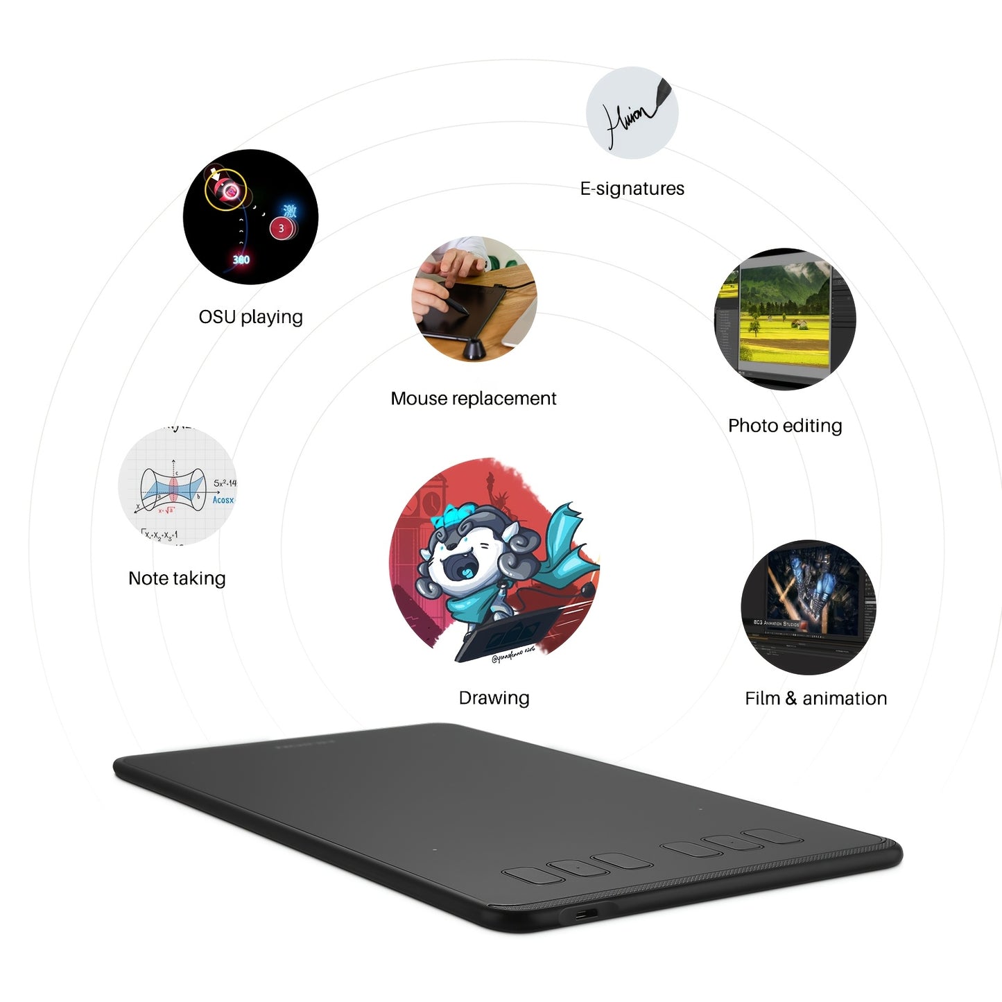 6x4 Inch Drawing Pad/Art Tablet Featuring a Battery-Free Stylus, 8192 Levels of Pen Pressure and 6 Hotkeys, Suitable for Drawing, Writing, Design, Teaching. Compatible with Mac, PC and Mobile